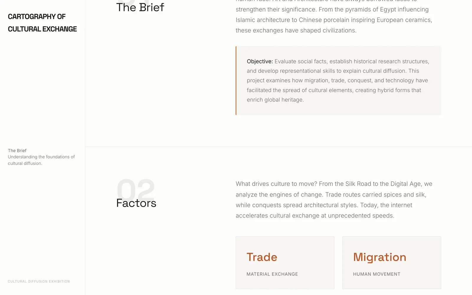 Factors chapter: the brief objective above cards for trade and migration.